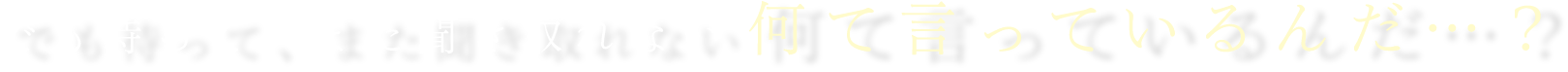 でも待って、また聞き取れない 何て言っているんだ…？